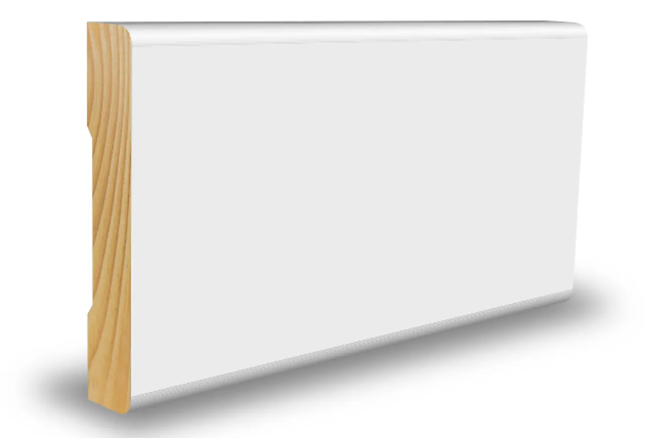 Karmlist furu rundkant hvit bomull S0502-Y 12x56x4400 mm