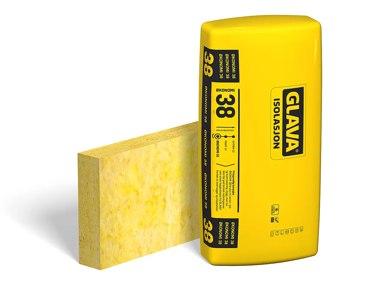 Isolasjon økonomi 38 plate 150x570x1200 mm 7 stk Isolasjon økonomi 38 plate 150x570x1200 mm 7 stk
