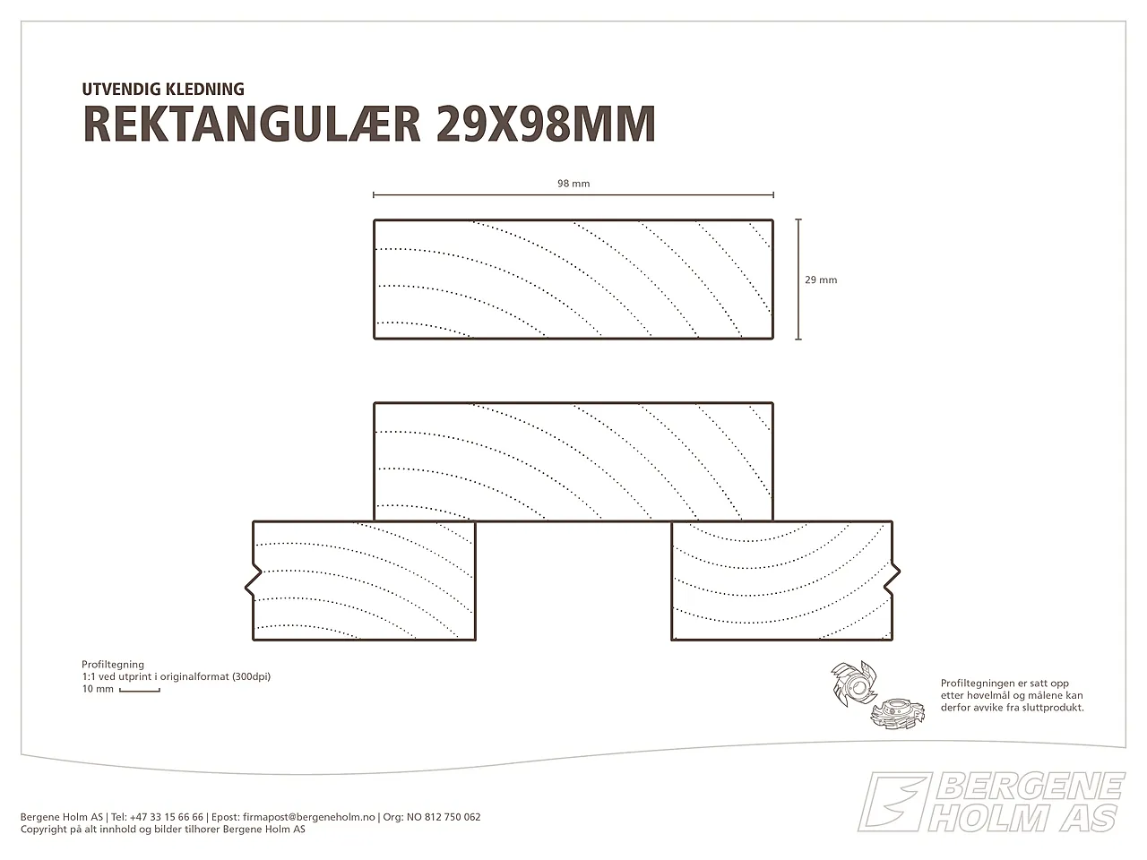 Rektangulær kledning 29x98 mm ubehandlet gran Rektangulær kledning 29x98 mm ubehandlet gran