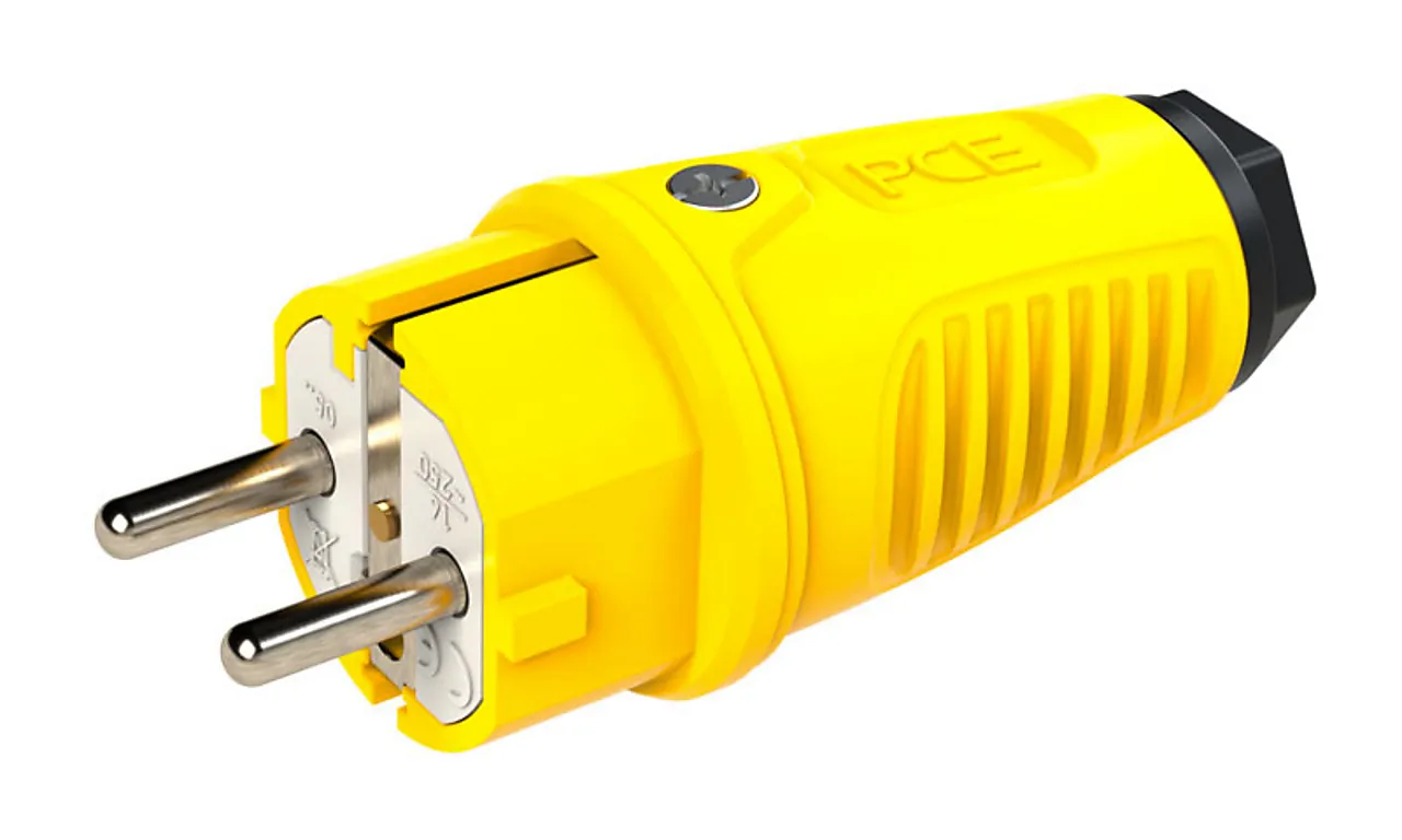 Støpsel gummi m/ jord gul