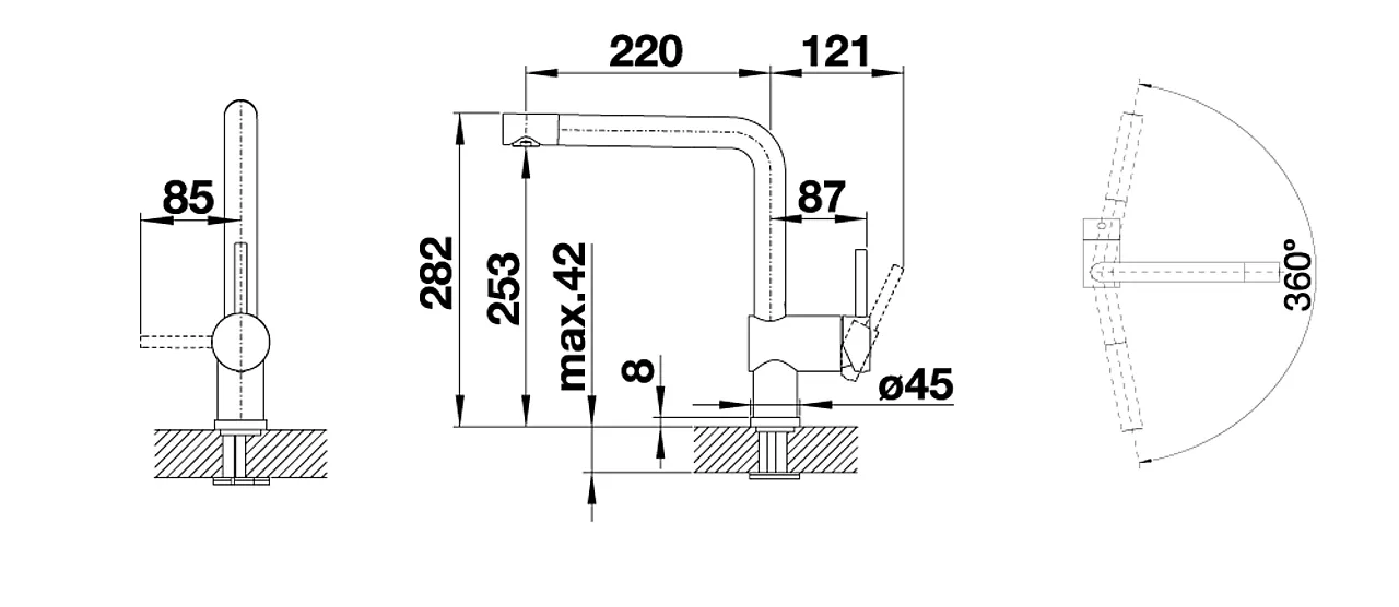 Blandebatteri kjøkken Blanco Linus antrasitt null - null - 2 - Miniatyr