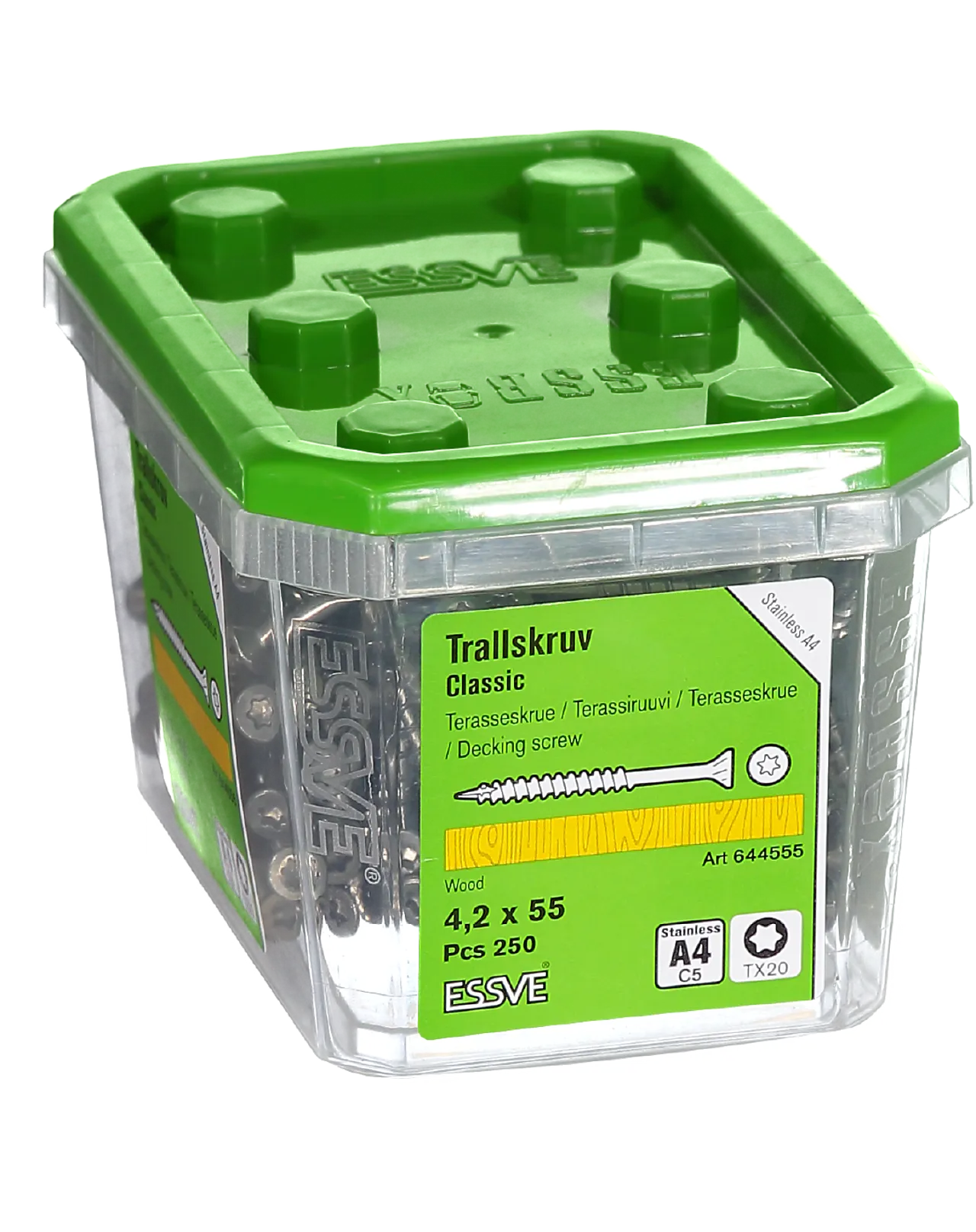 Terrasseskrue classic 4,2x55 A4 250 stk Terrasseskrue classic 4,2x55 A4 250 stk