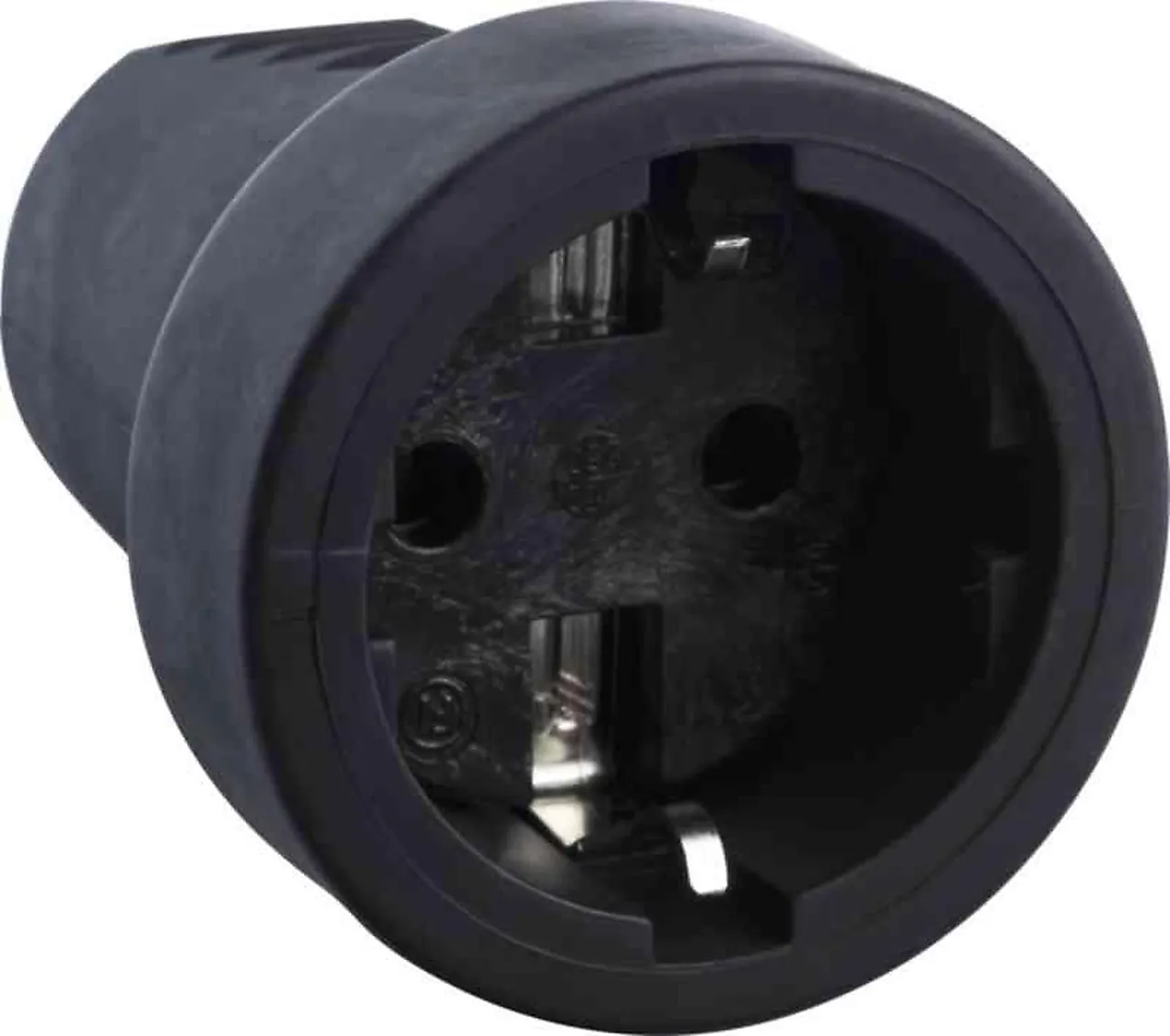 Skjøtekontakt gummi m/ jord sort