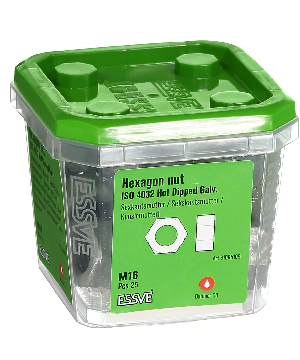 Sekskantmutter m16 din 934 fzv -25 varmforsinket stål iso 4032 null - null - 2 - Miniatyr