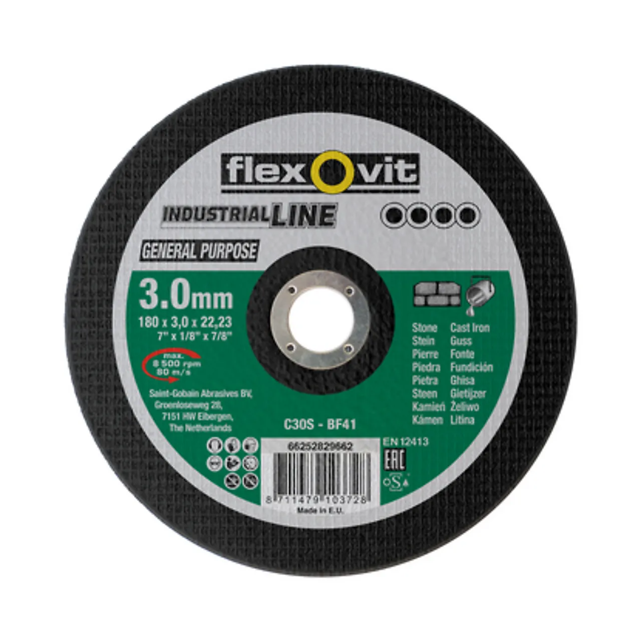 Kappeskive stein 180x3 f flexovit stein c30s