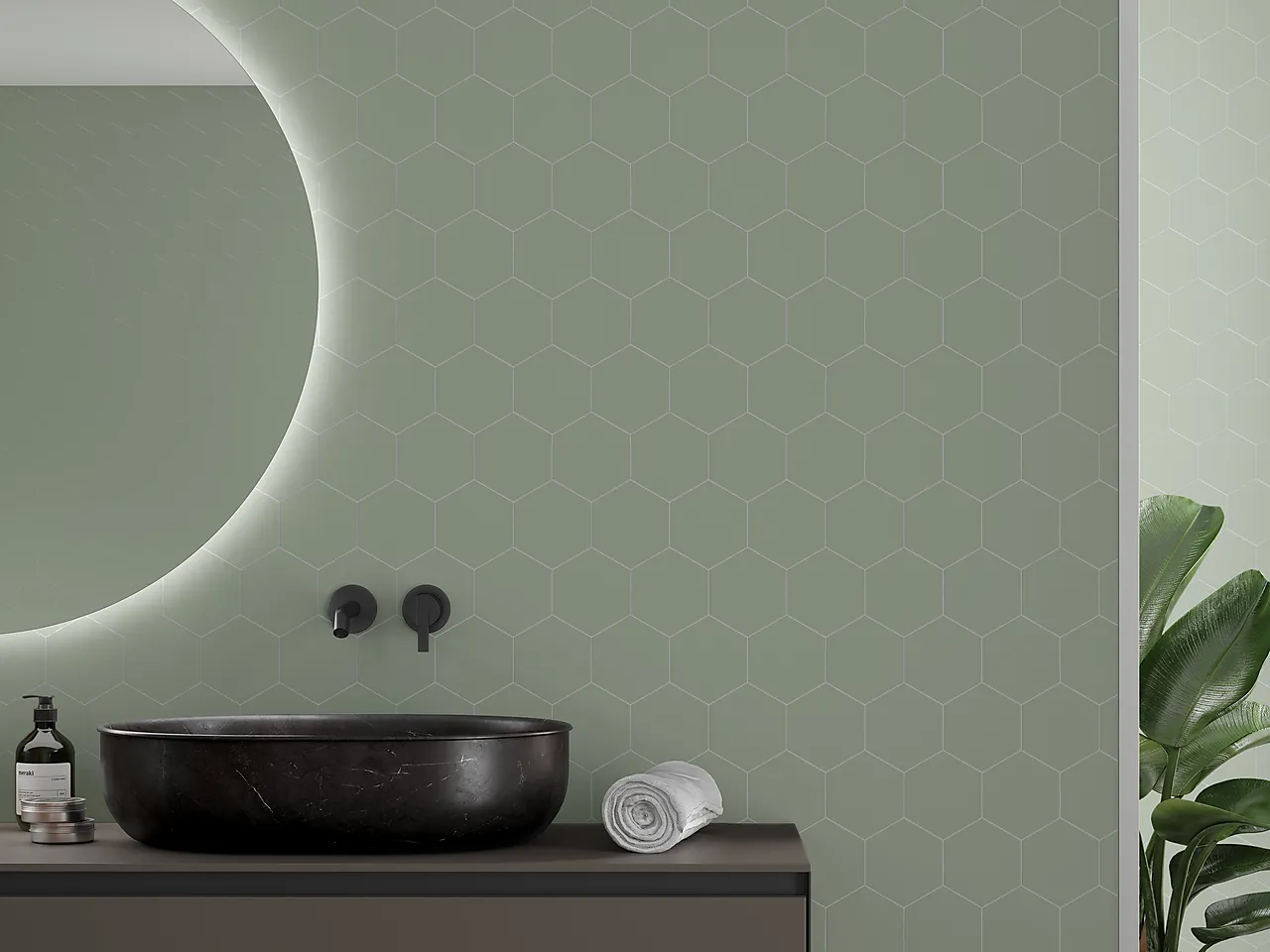 Olive Green hexagon panel 10x620x2400mm null - null - 3 - Miniatyr