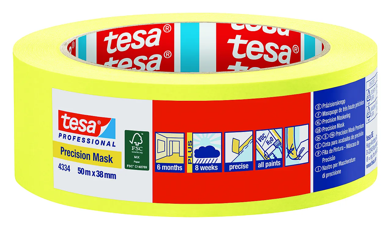 Maskeringstape Precision gul 50 m x 38 mm null - null - 2 - Miniatyr