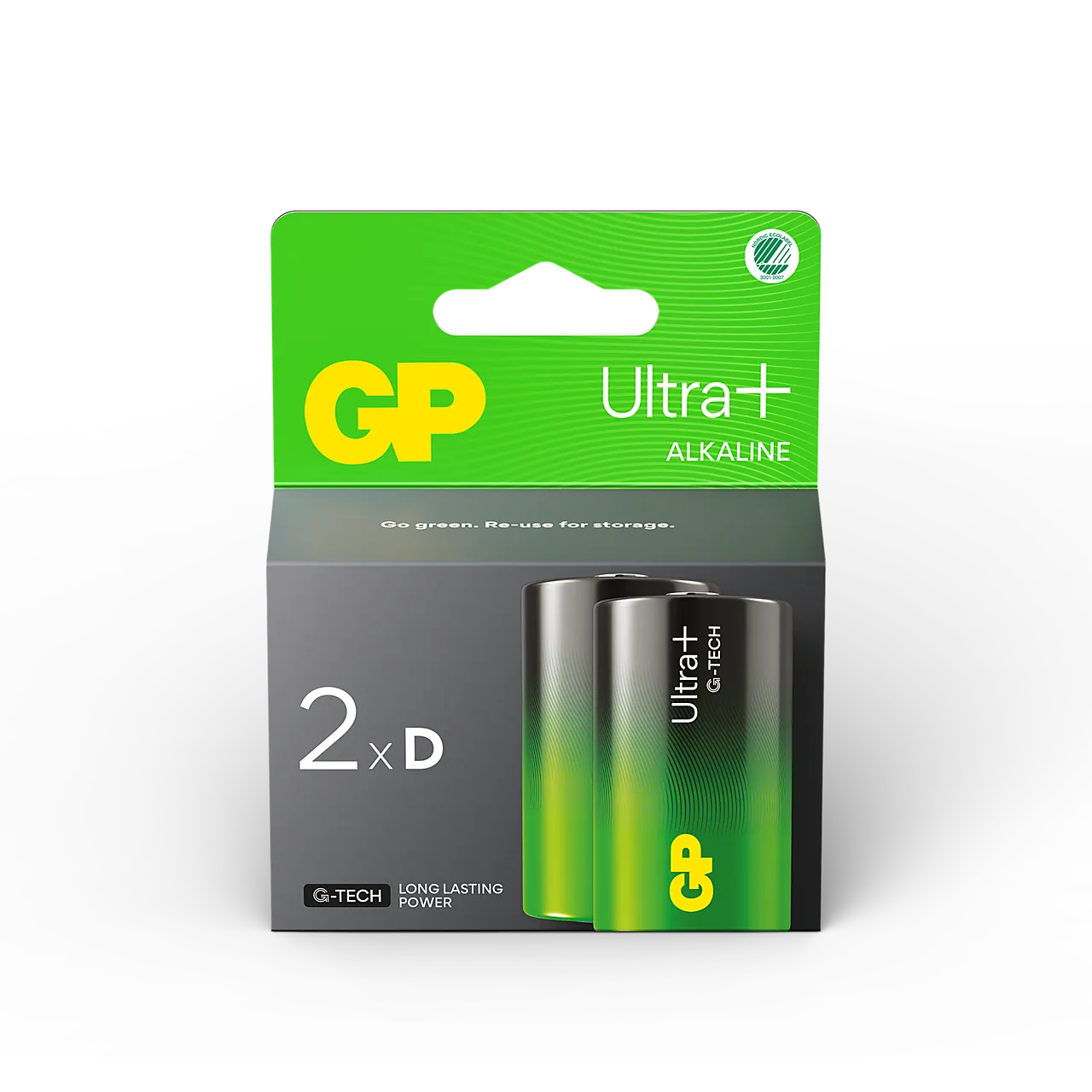 Batteri Ultra Plus Alkaline GP D/LR20 2 stk