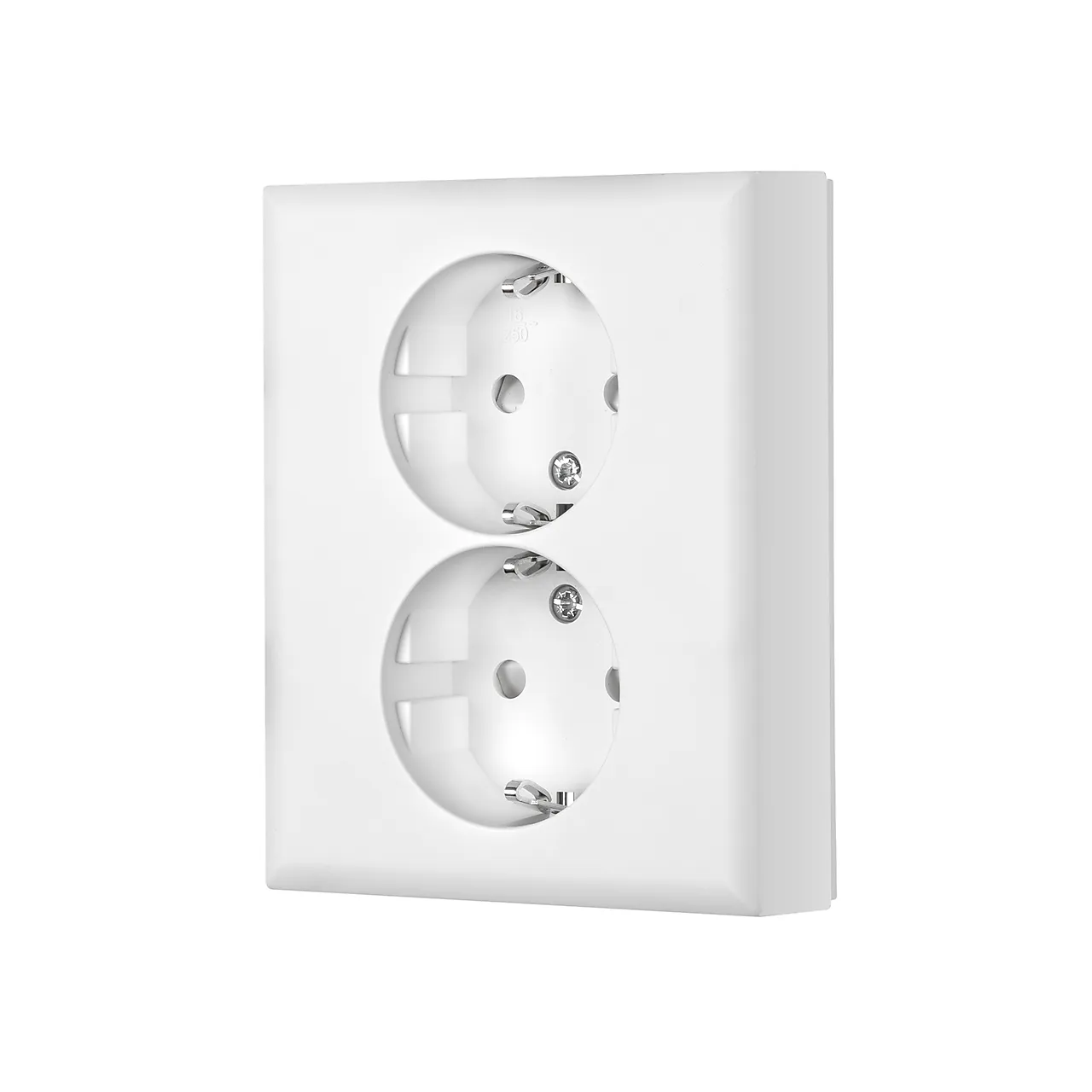 Stikkontakt innfelt dobbel m/jord hvit