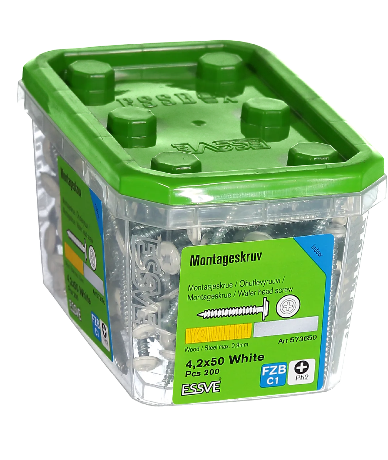 Montasjeskrue 4,2x50 hvit a200skarp spiss tre/stål null - 50 - 2 - Miniatyr