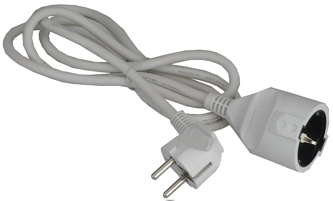 Skjøteledning hvit 3 meter 1,5 mm Skjøteledning hvit 3 meter 1,5 mm