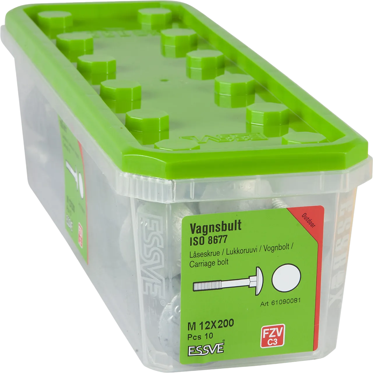 Låseskrue m12x200 din603 fzv -10 varmforsinket stål iso8677 null - null - 2 - Miniatyr