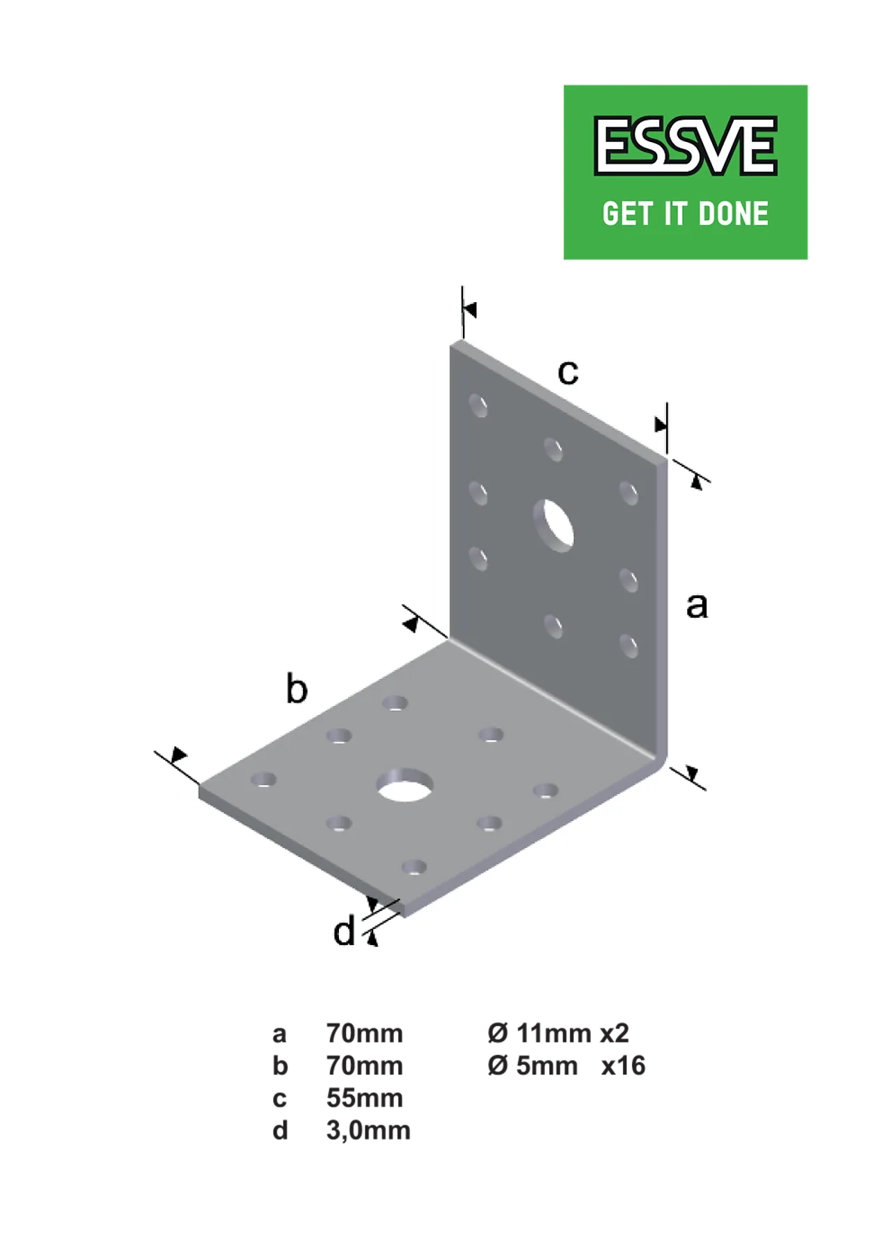 Vinkel v9 70x70x55x3 a-100varmforsinket