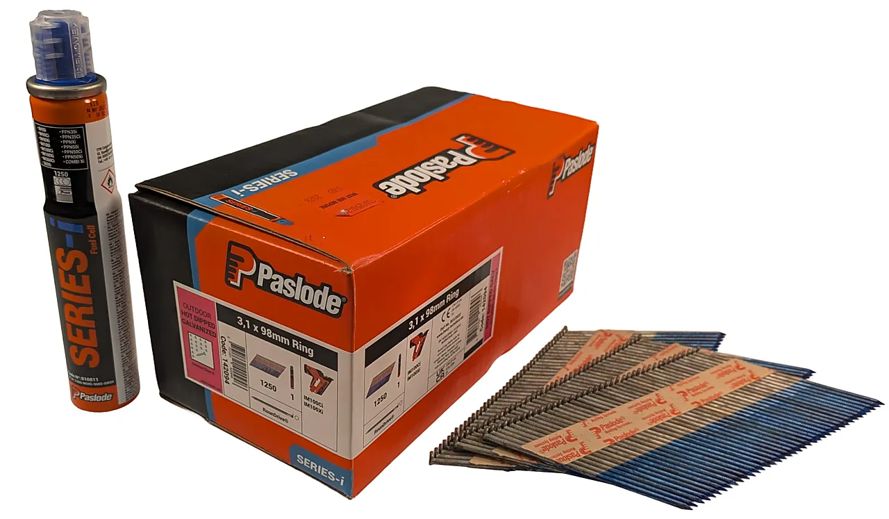 Paslode maskinspiker 3,1x90 mm ring varmforsinket med gass 1250 stk null - 3,1x90 mm - 2 - Miniatyr