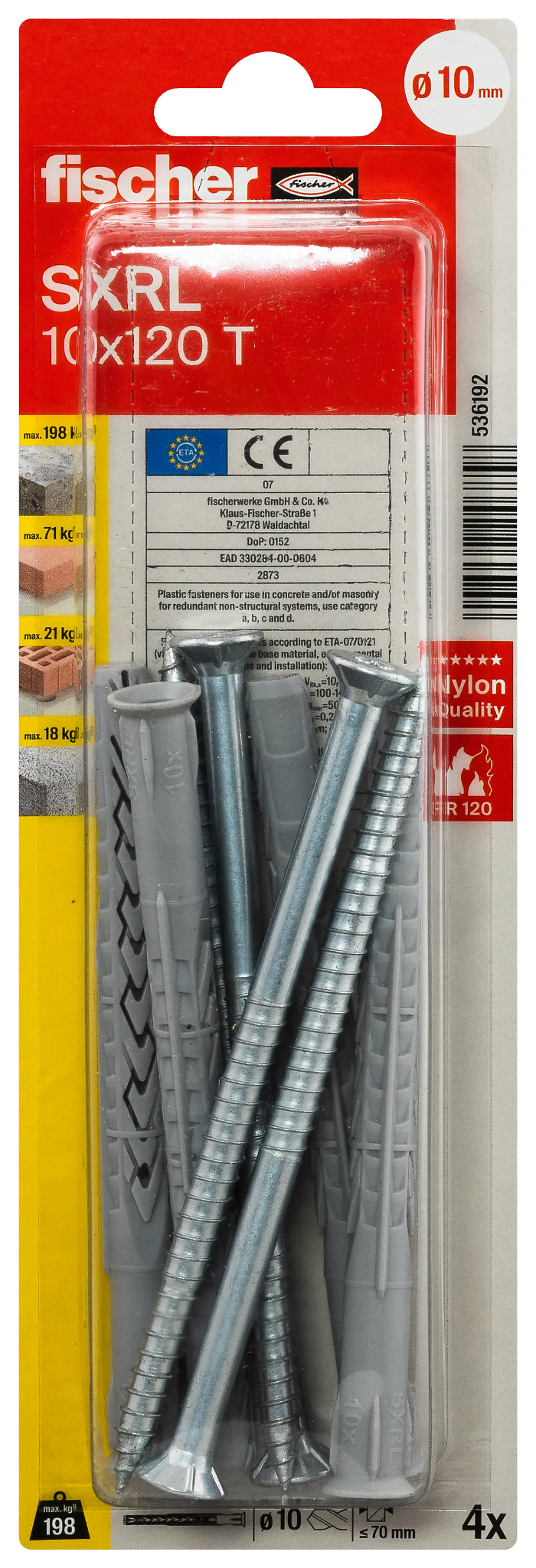 Fasadeplugg SXRL 10x120 4 stk null - null - 3 - Miniatyr