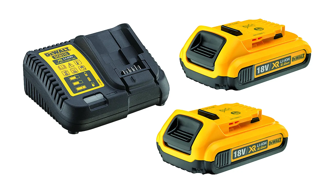 Lader og batteri 18 volt 2 x 2,0 Ah