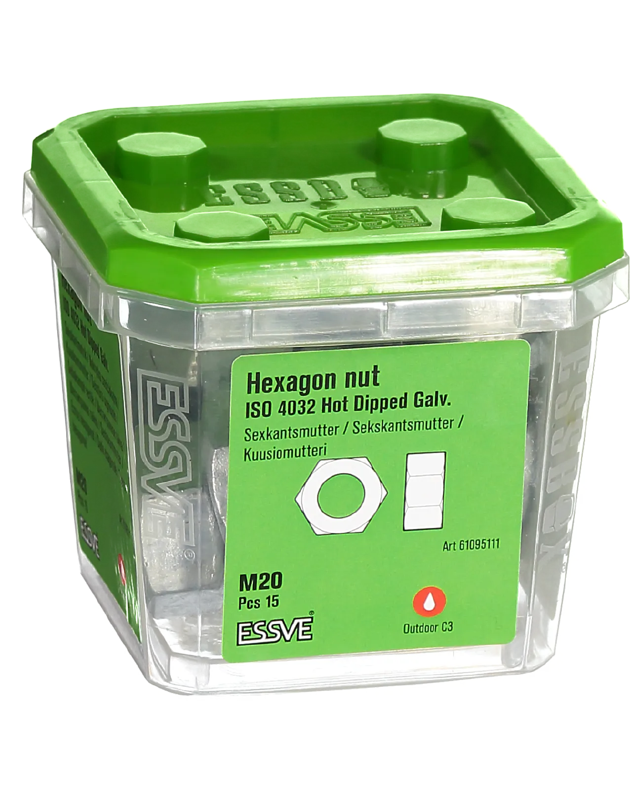 Sekskantmutter m20 din 934 fzv -15 varmforsinket stål iso 4032 null - null - 2 - Miniatyr