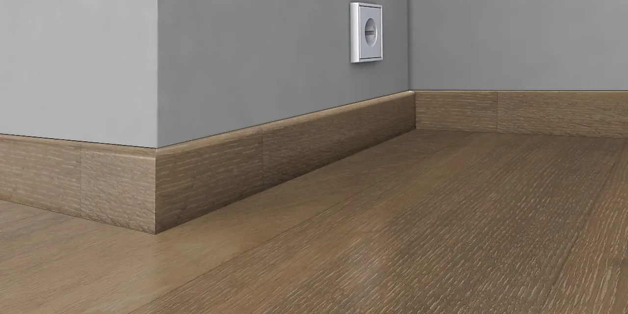 Gulvlist finèrt 16x60 mm eik plantagen/greige null - 16x60 - 2 - Miniatyr
