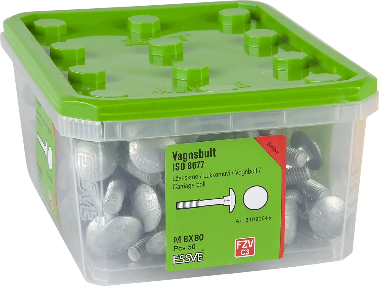 Låseskrue m8x80 din603 fzv -50 varmforsinket stål iso8677 null - null - 2 - Miniatyr