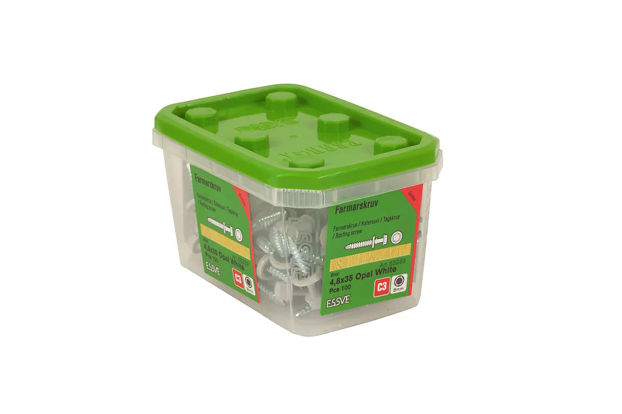 Farmerskrue 4,8x35 hvit a-100borspiss med vinger ral7047 fzb null - null - 2 - Miniatyr