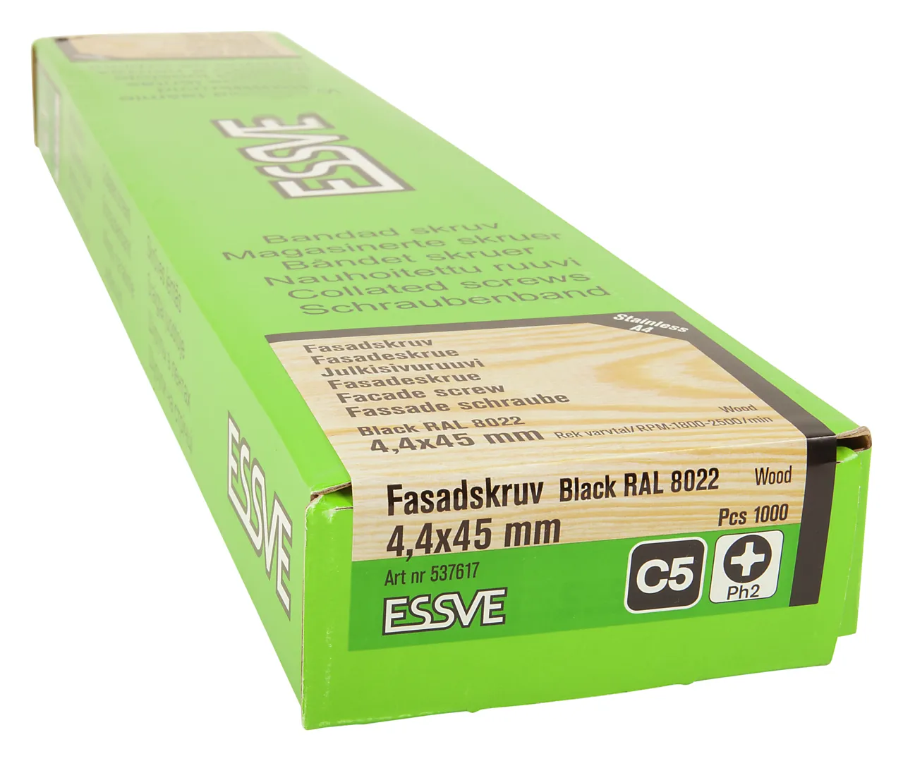 Fasadeskrue b svart 4,4x45 a4 -1000 båndet med senkhode a4 syrefast null - null - 2 - Miniatyr