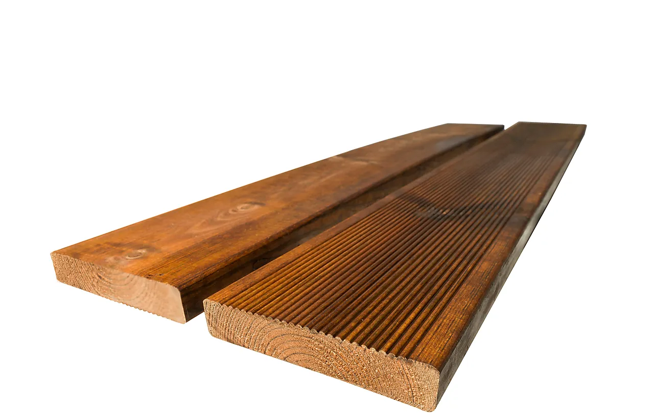 Terrassebord royalimpregnert brun furu rillet 28x145 mm null - 28x145 - 2 - Miniatyr