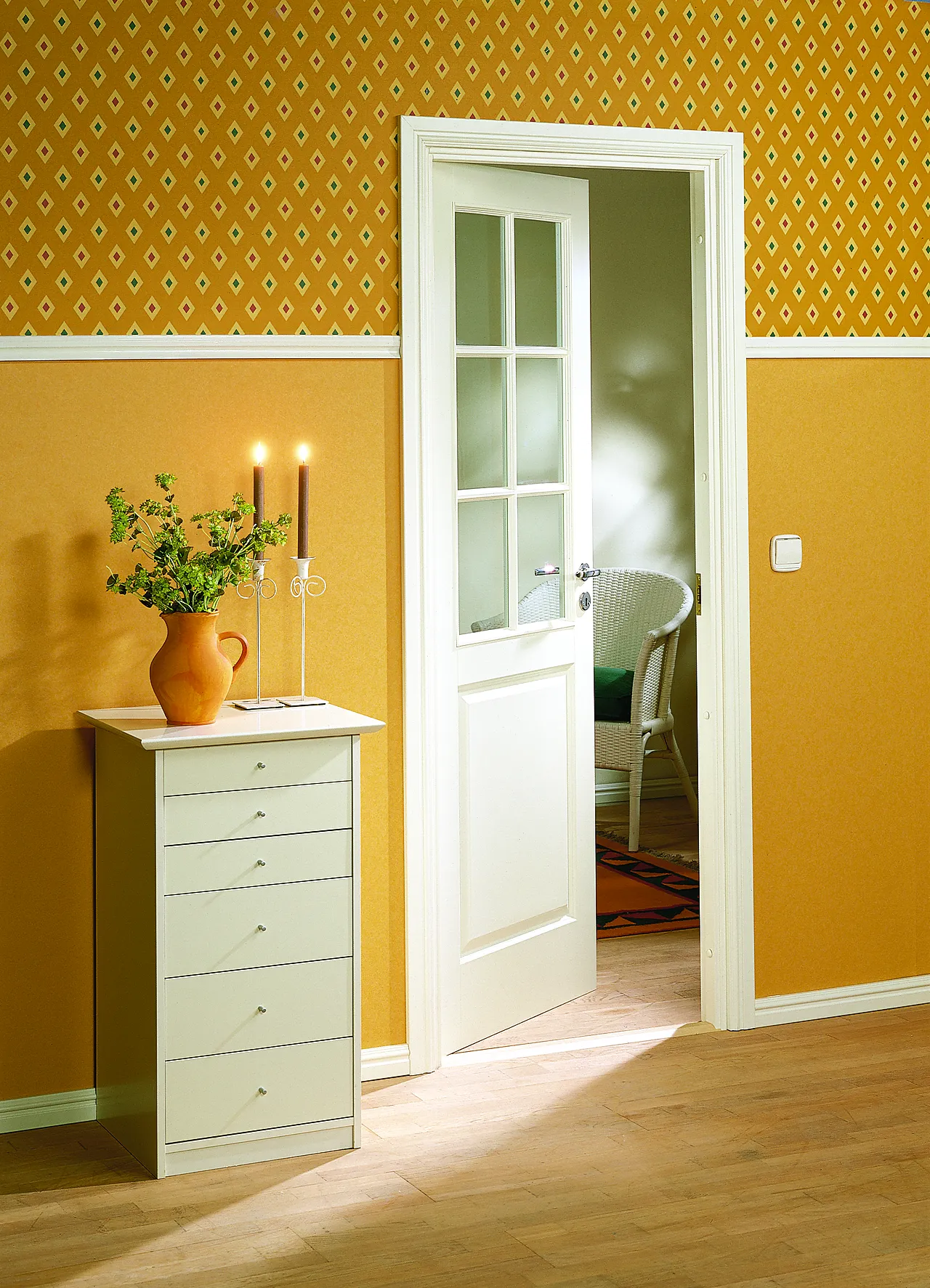 Style SP6 innerdør med glass 80x210 cm hvit