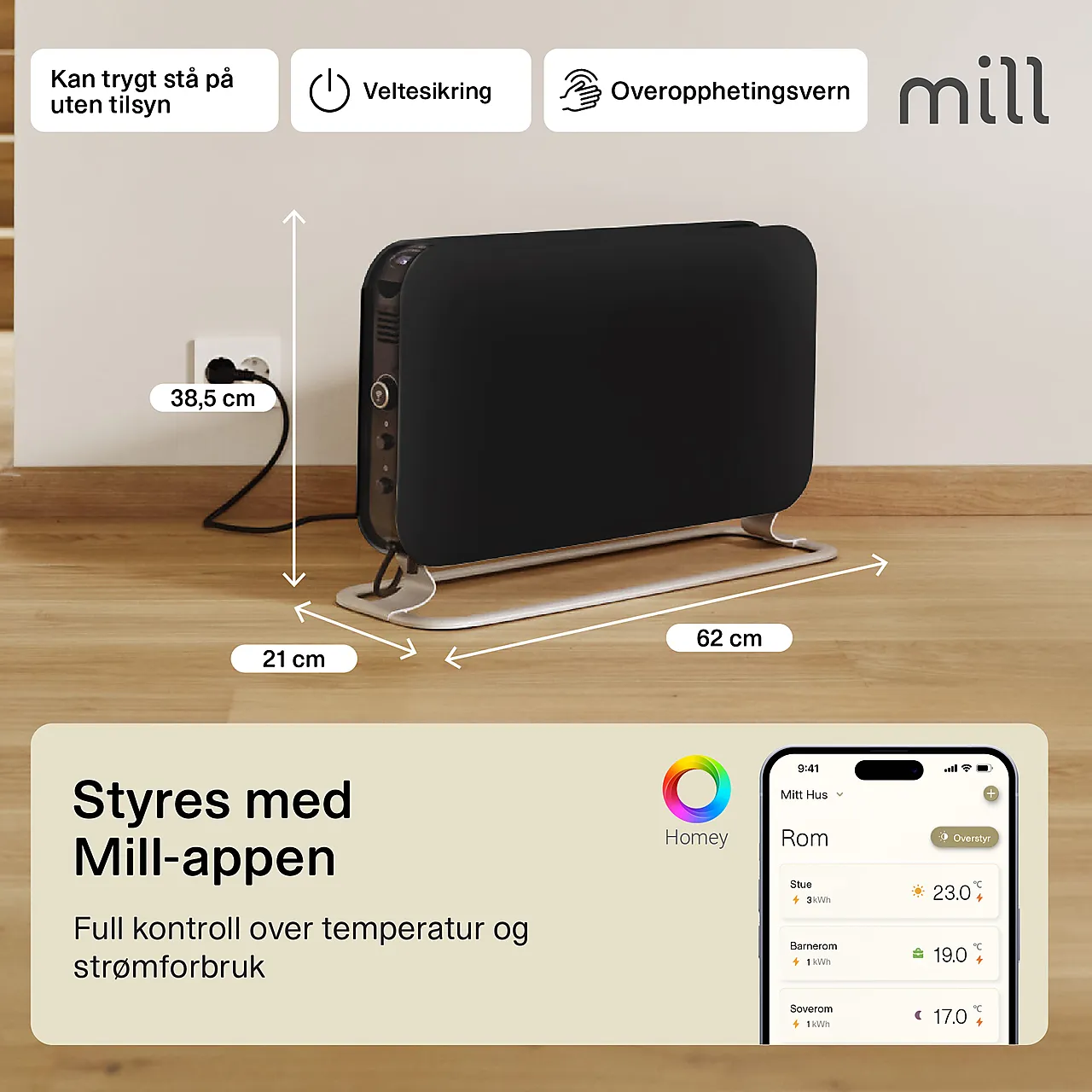 Gulvovn med WiFi 1200W sort null - null - 3 - Miniatyr