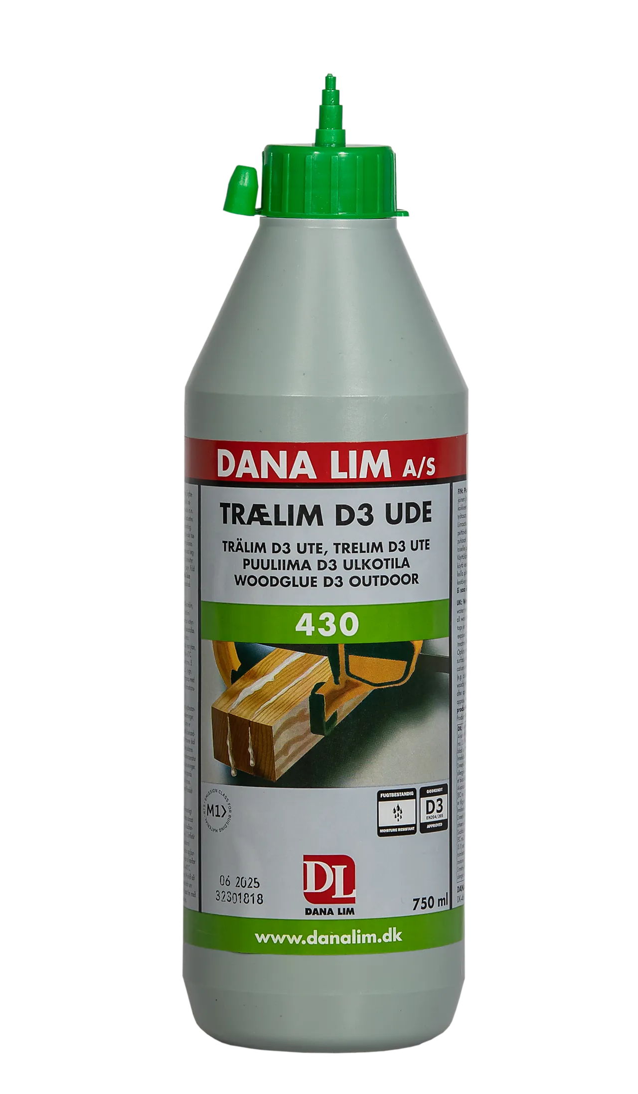 Trelim D3 ute 430 hvit all-round trelim 750 ml