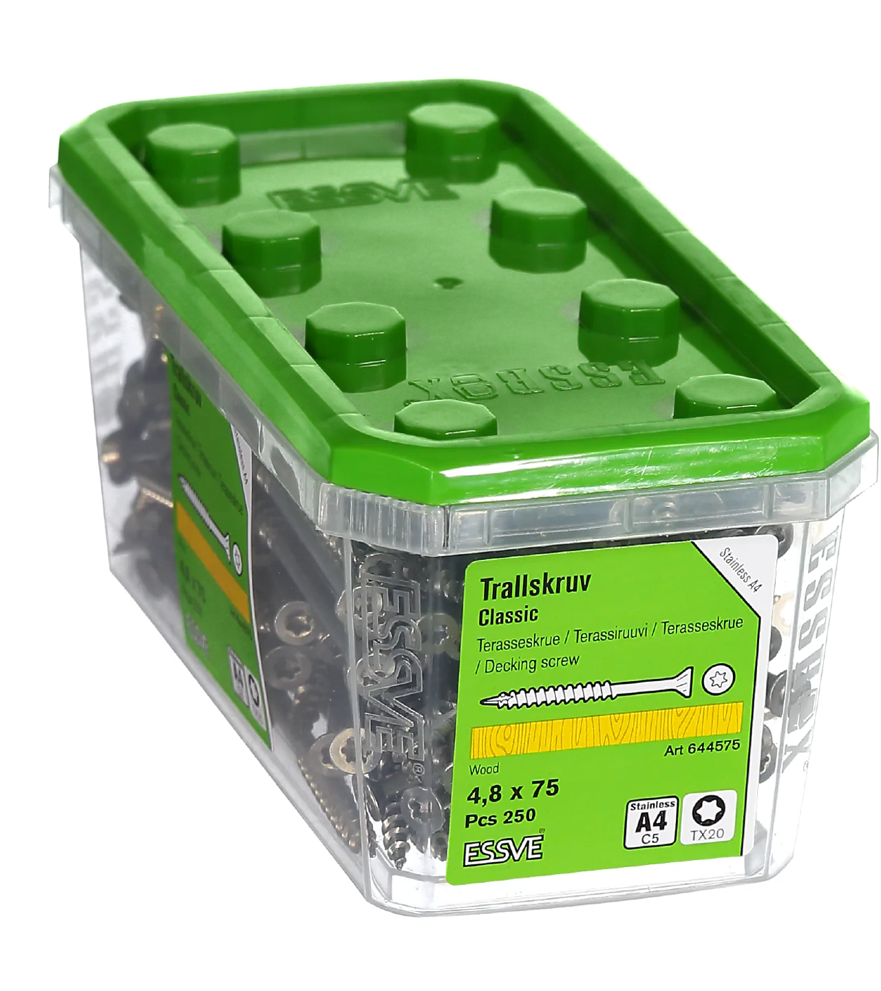 Terrasseskrue classic 4,8x75 a4-250 a4 syrefast stål Terrasseskrue classic 4,8x75 a4-250 a4 syrefast stål