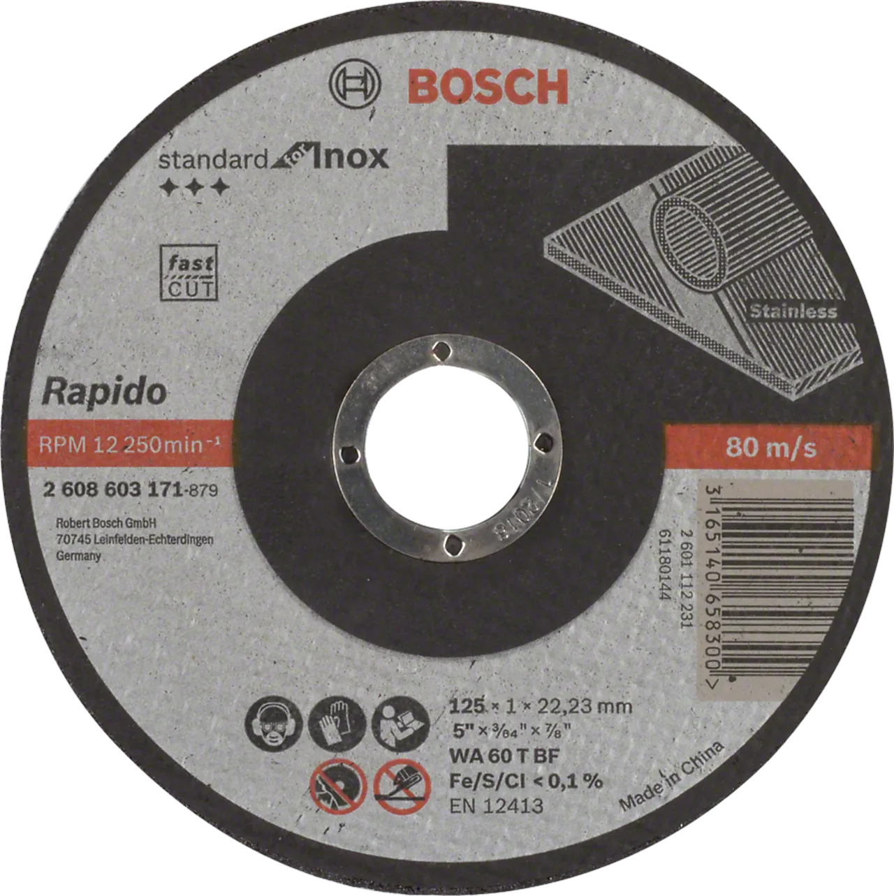 Kappeskive inox 125x1,0mm std