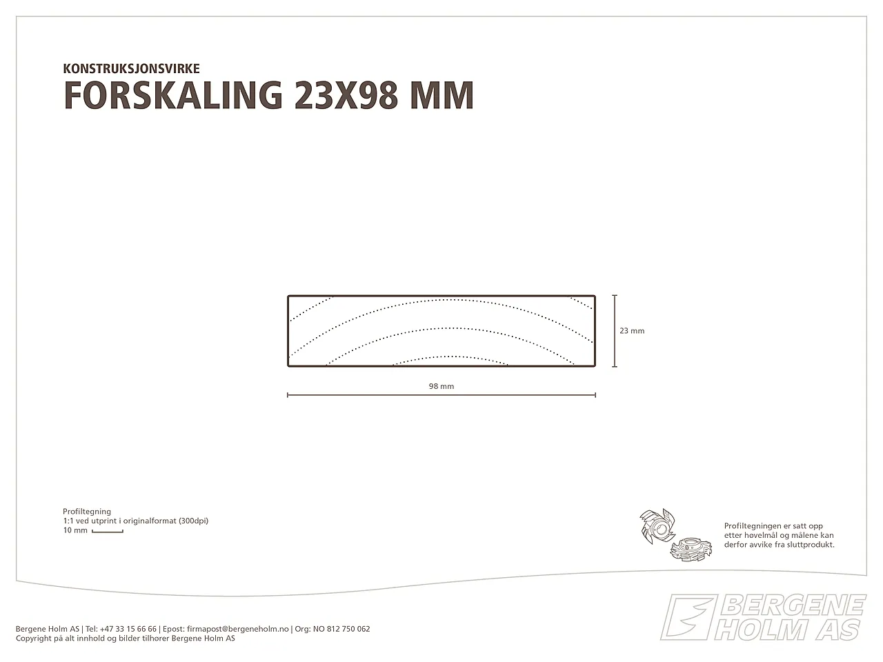 Justert forskaling gran/furu 23x98 mm