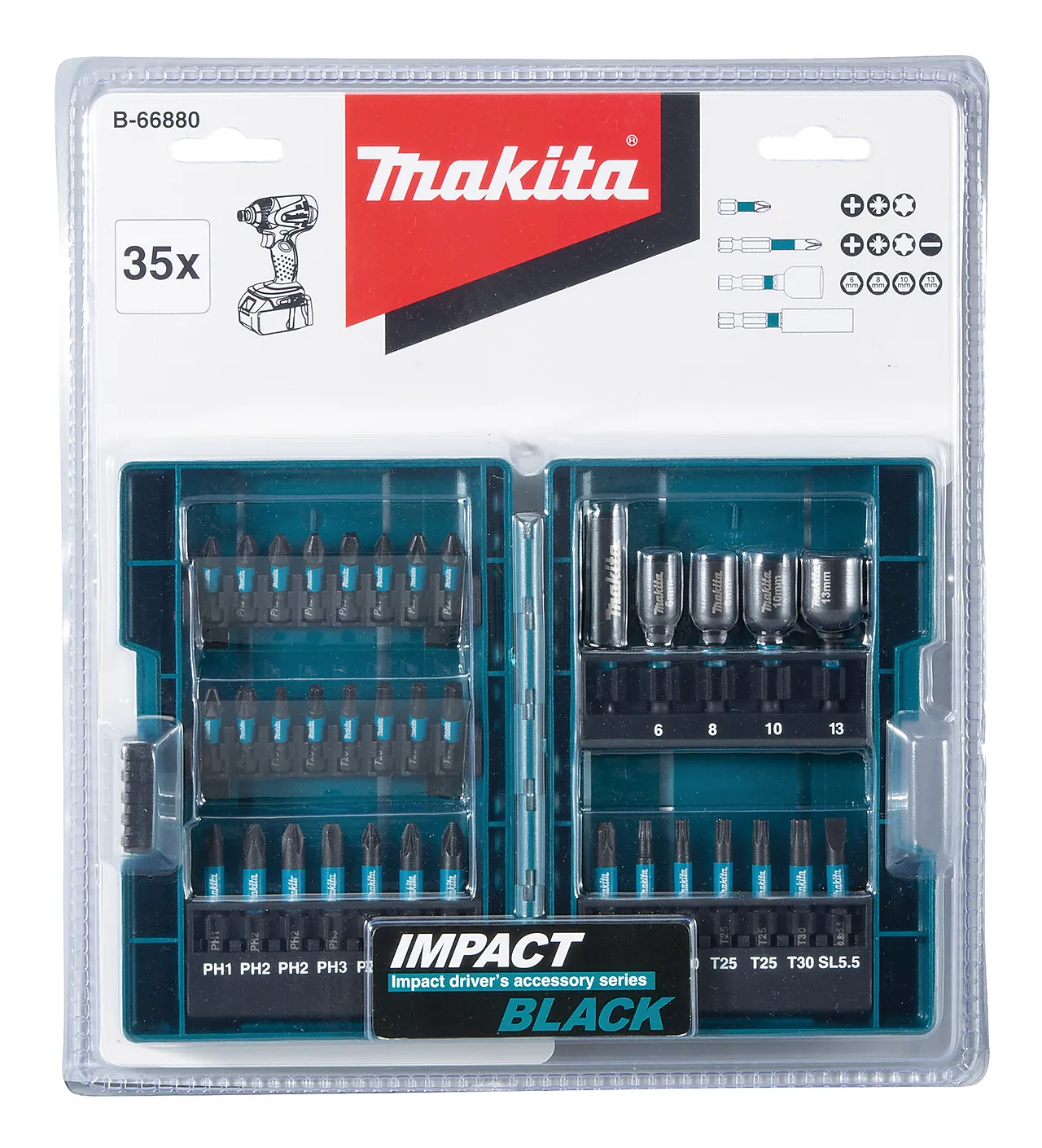 Bitssett B-66880 35 deler 1/4"
