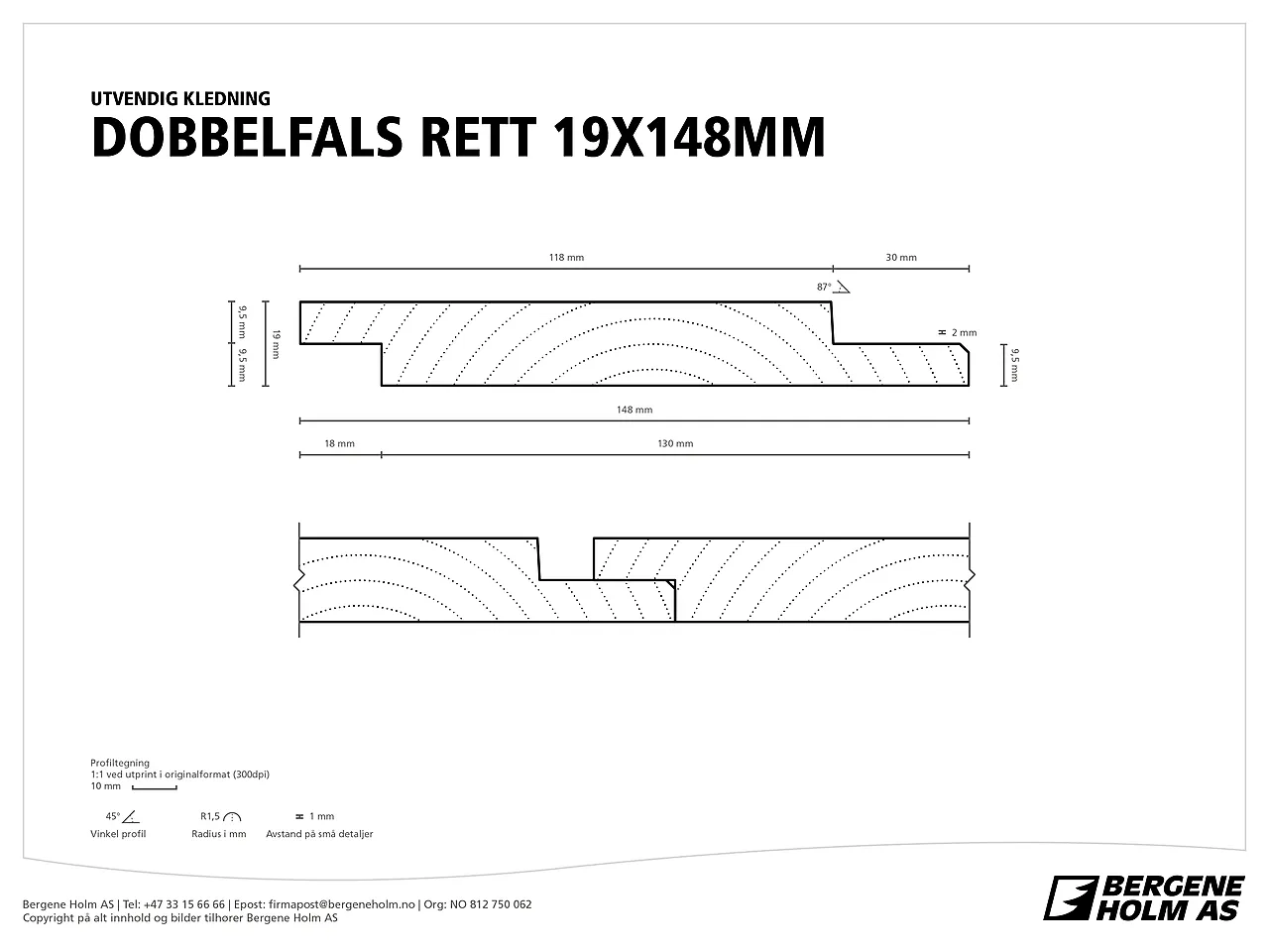 Gran 19x148 d-fals rett nord kledning dobbelfals rett behandlet null - null - 3 - Miniatyr