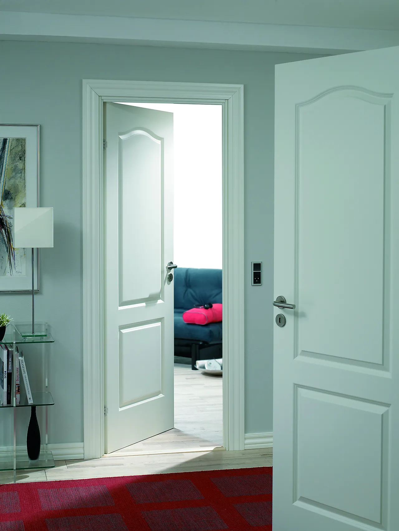 Dør compact 02b 9x21 hvit malt massiv formpresset null - null - 2 - Miniatyr