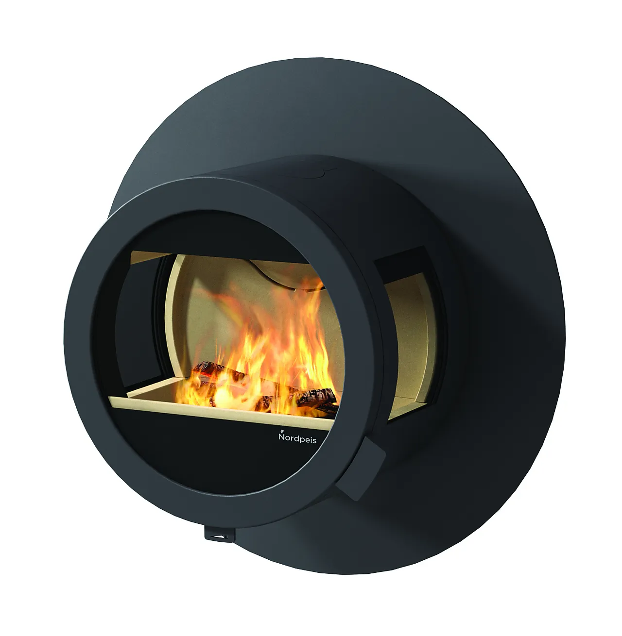 Peisovn Me Wall med Sidefelteglass og brannmursplate null - null - 2 - Miniatyr