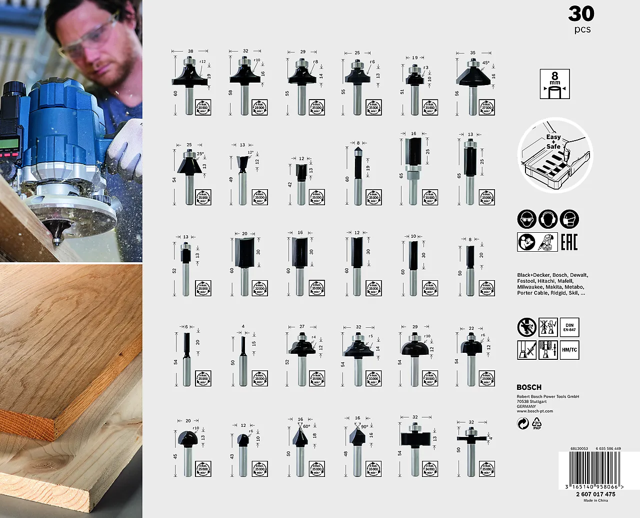 Fresesett hm mixed 8mm a30 null - null - 2 - Miniatyr