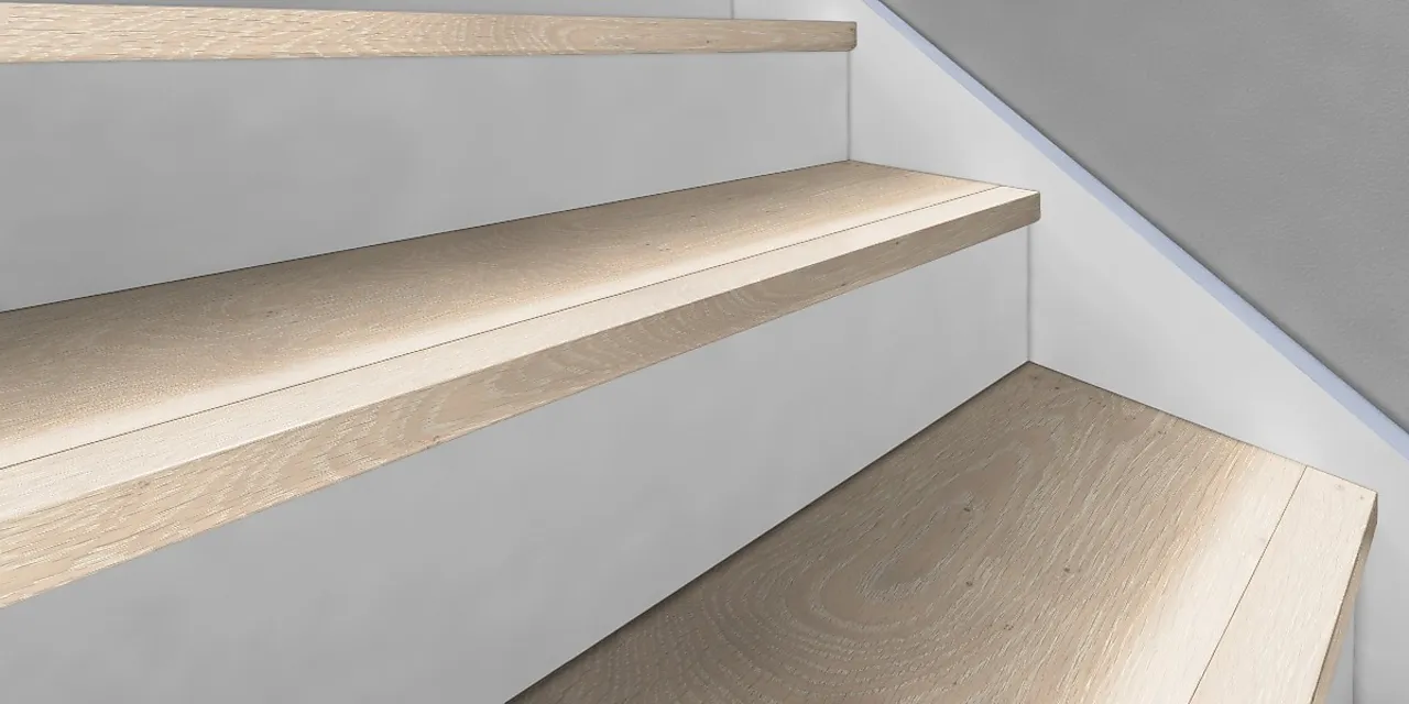 Kahrs 15mm Massiv trappenese Eik Nou Blonde 57x35mm, 183 cm