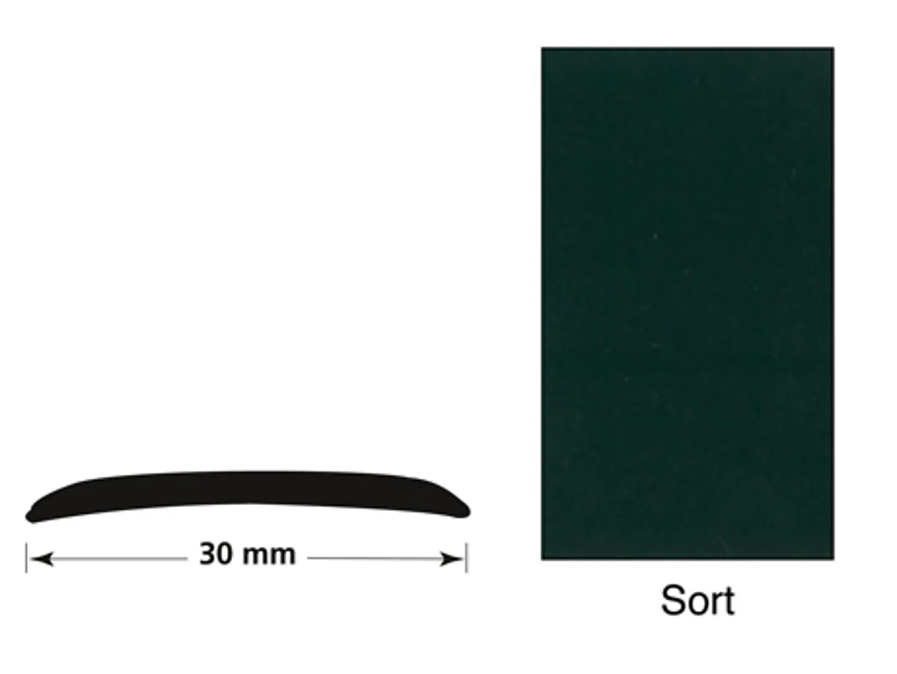 Overgangslist nr. 2 sortlakkert aluminium 2m