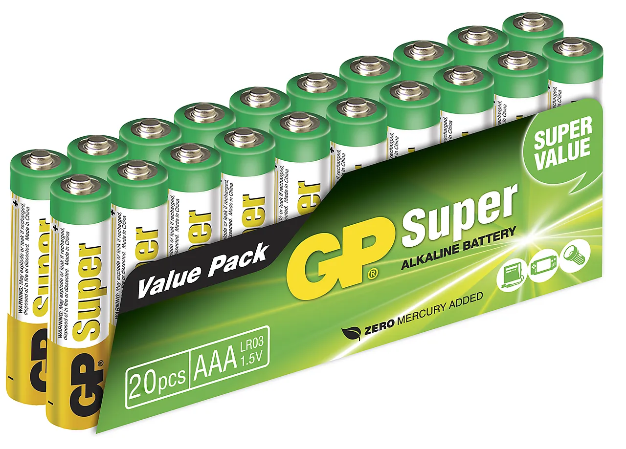 Batteri alkalisk lr03/AAA 20 pk fol gp 24a s20 20 pk Batteri alkalisk lr03/AAA 20 pk fol gp 24a s20 20 pk