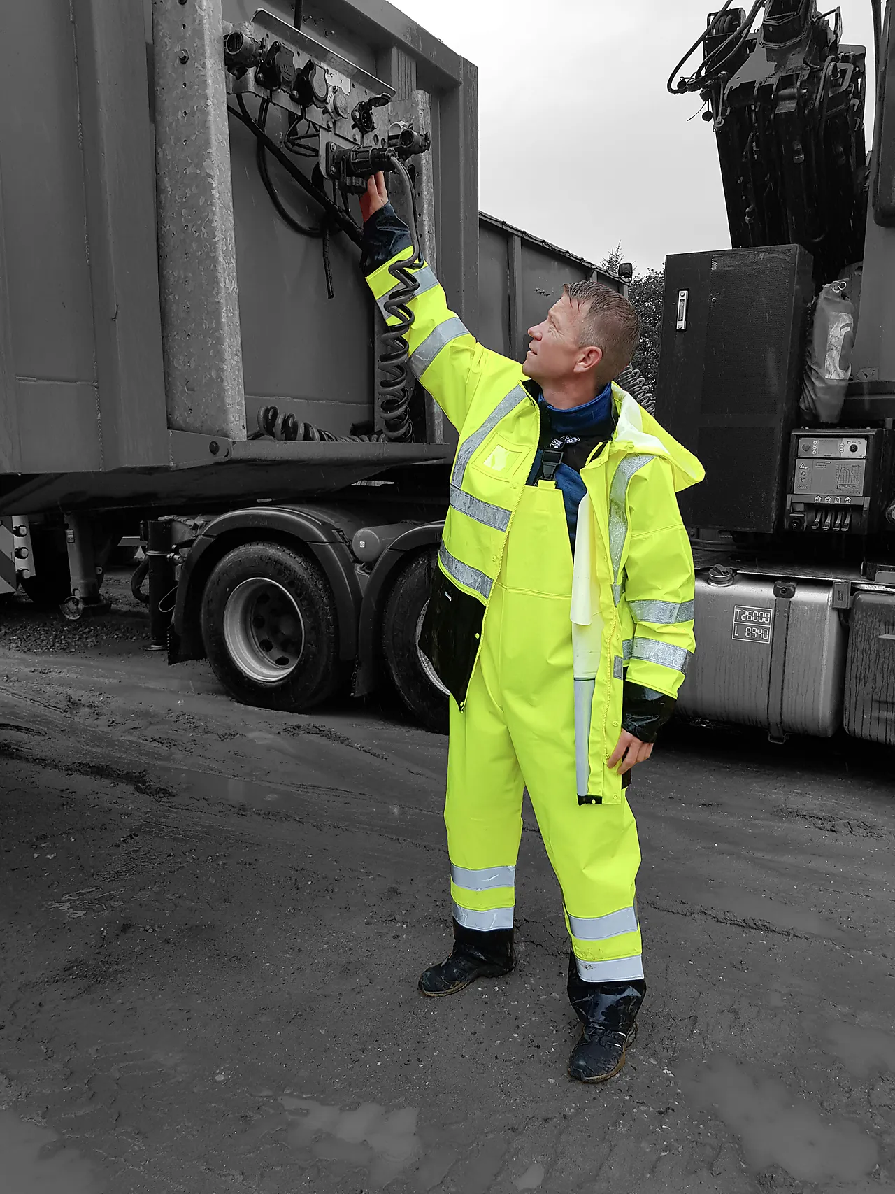 Regnbukse med seler gul str S null - S - 2 - Miniatyr