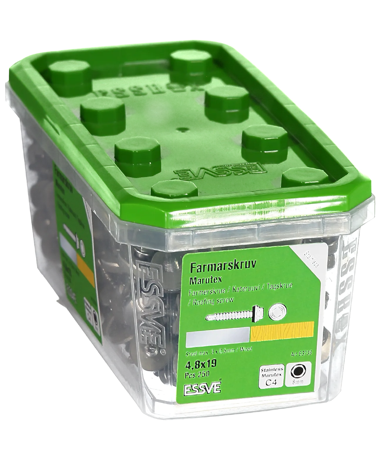Farmerskrue 4,8x19 marutex a2a2 rustfritt stål a250