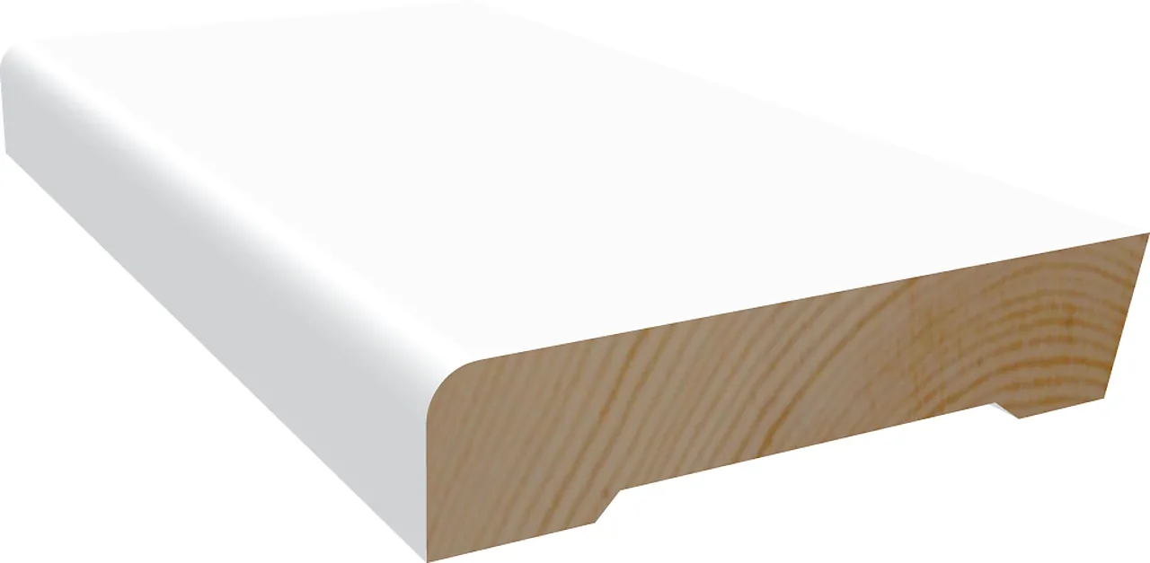 Gulvlist furu rund malt klassisk hvit S0500-N 12x58x4400 mm Gulvlist furu rund malt klassisk hvit S0500-N 12x58x4400 mm