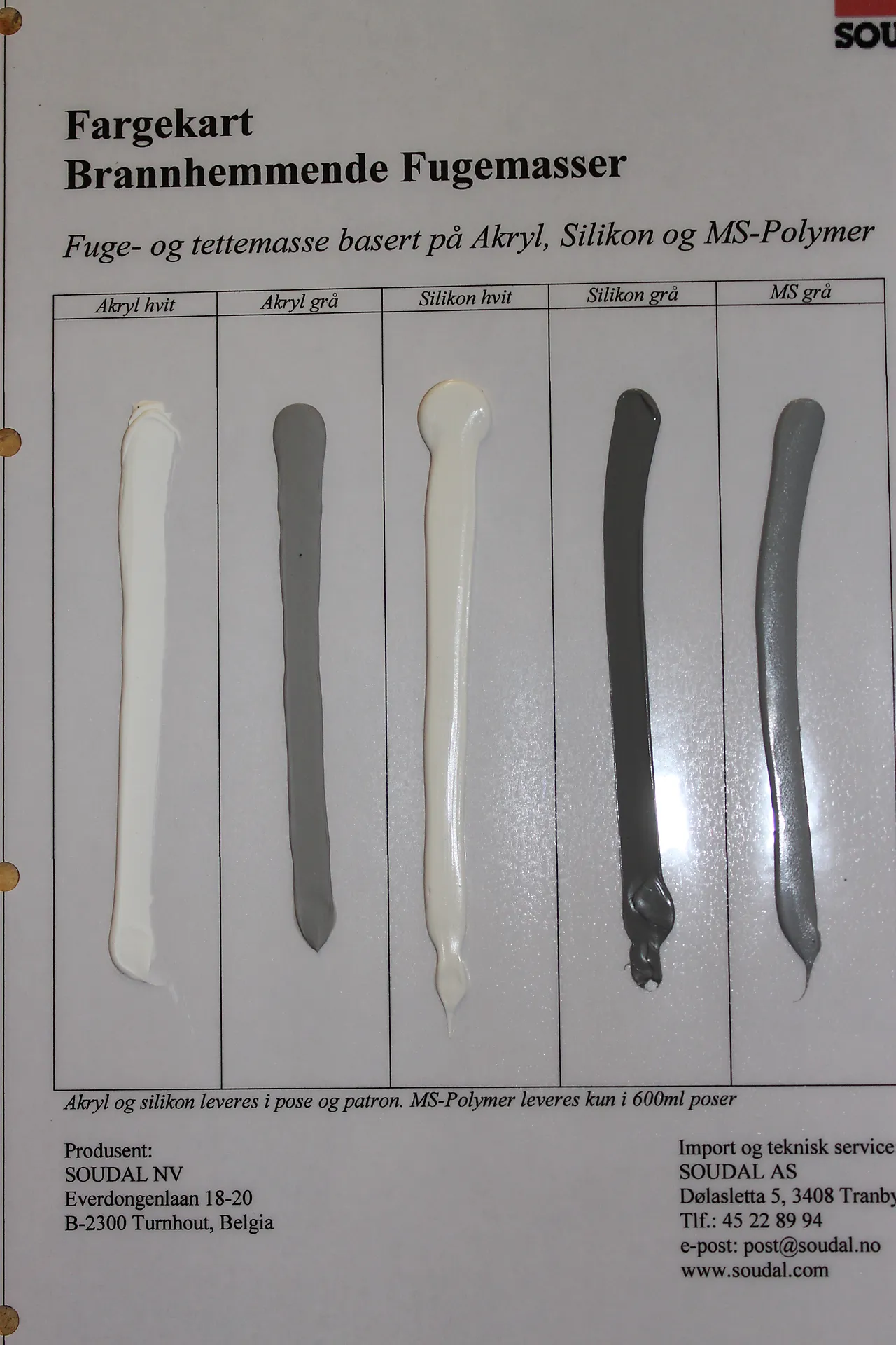Soudal fugemasse brannhemmende akryl hvit 310 ml null - null - 2 - Miniatyr