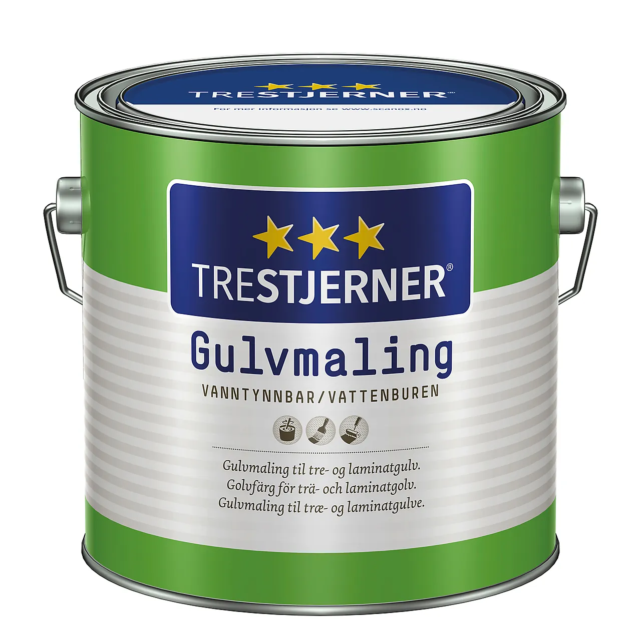 Trestjerner gulvmaling blank klassisk hvit base 2,7l