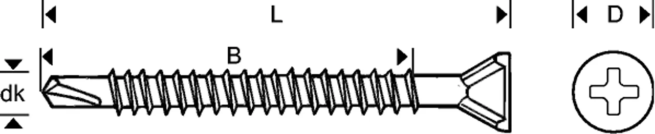 Listeskrue inv bor 3,9x55 fzba-500 borspiss blankforsinket stål