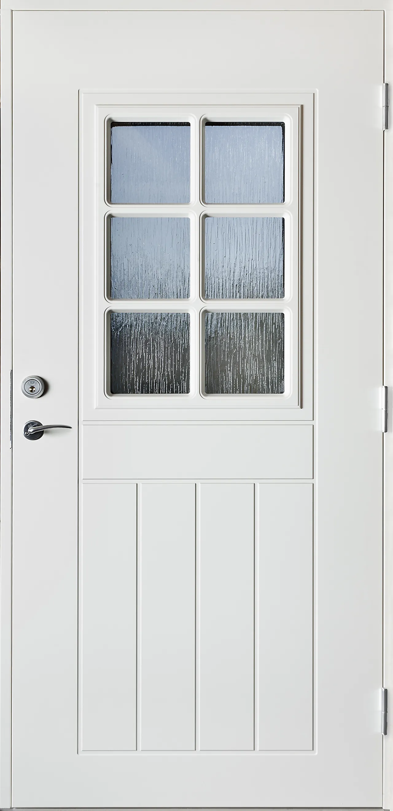 Ytterdør Andrea hvit venstrehengslet glass 100x210 cm