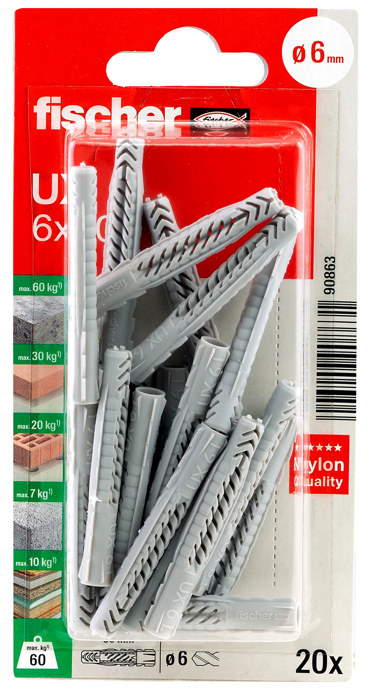 UNIVERSALPLUGG UX 6X50 BK 20 STK PR BK NV null - 50 - 3 - Miniatyr