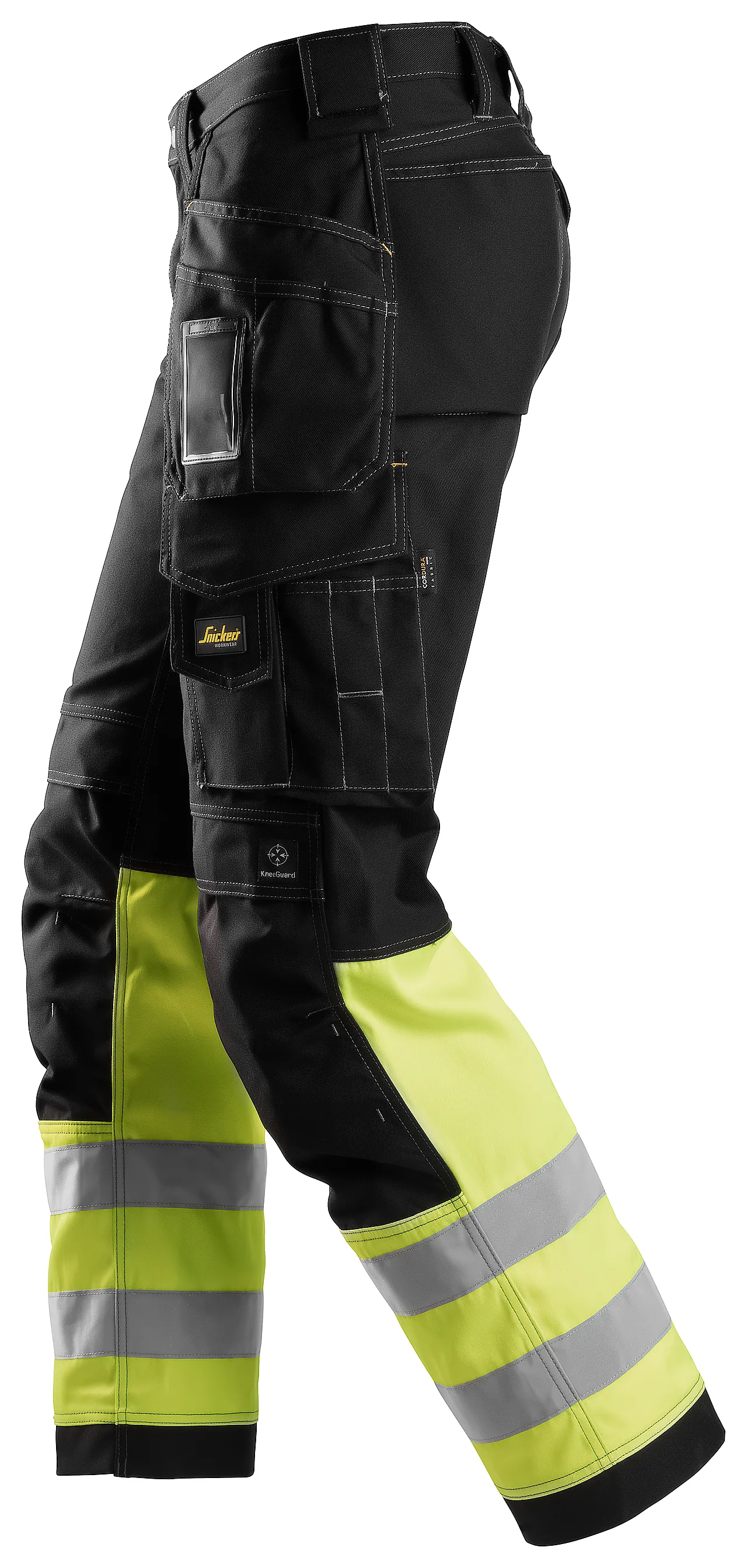Håndverksbukse 3235 bomull High Vis kl.1 Sort/ HiVis gul str 92 null - null - 2 - Miniatyr
