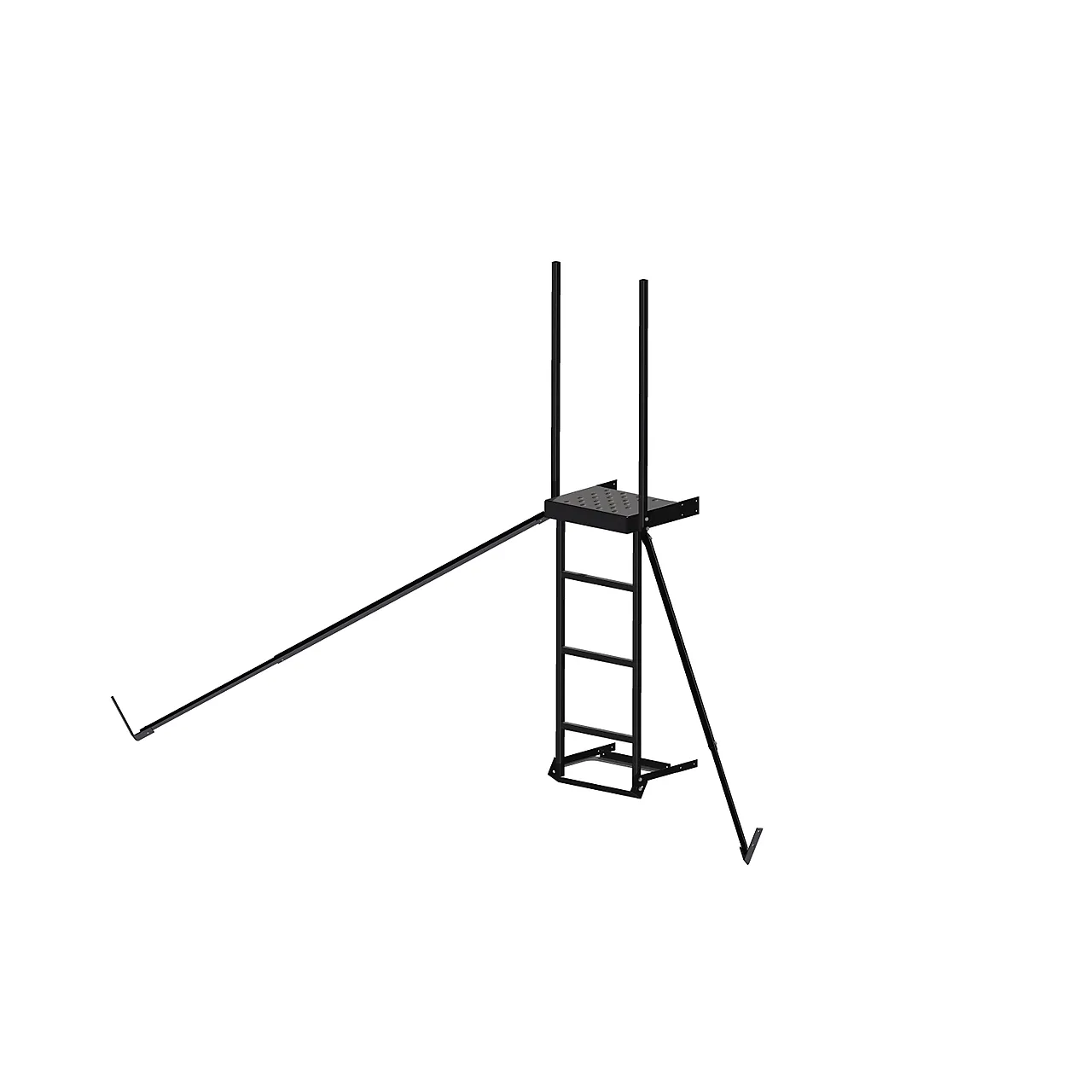 Stige med platform 1000mm sort for firkantet takbeslag